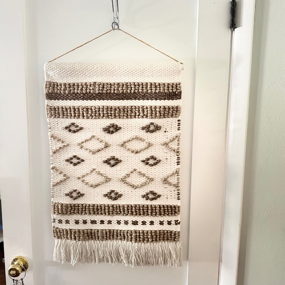 Threshold Woven Wall Hanging Cream Neutral Large Boho Geometric Fringe